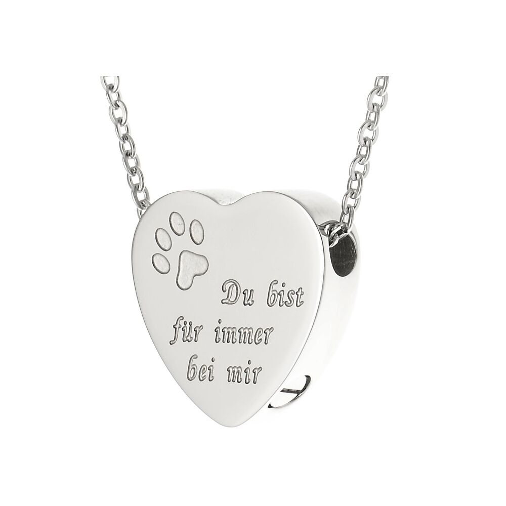 Ascheanhänger Herz mit Pfote und Spruch