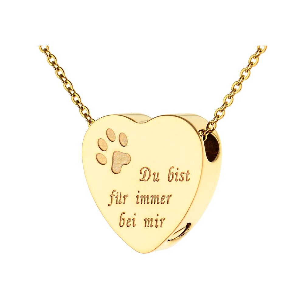 Ascheanhänger Herz mit Pfote und Spruch