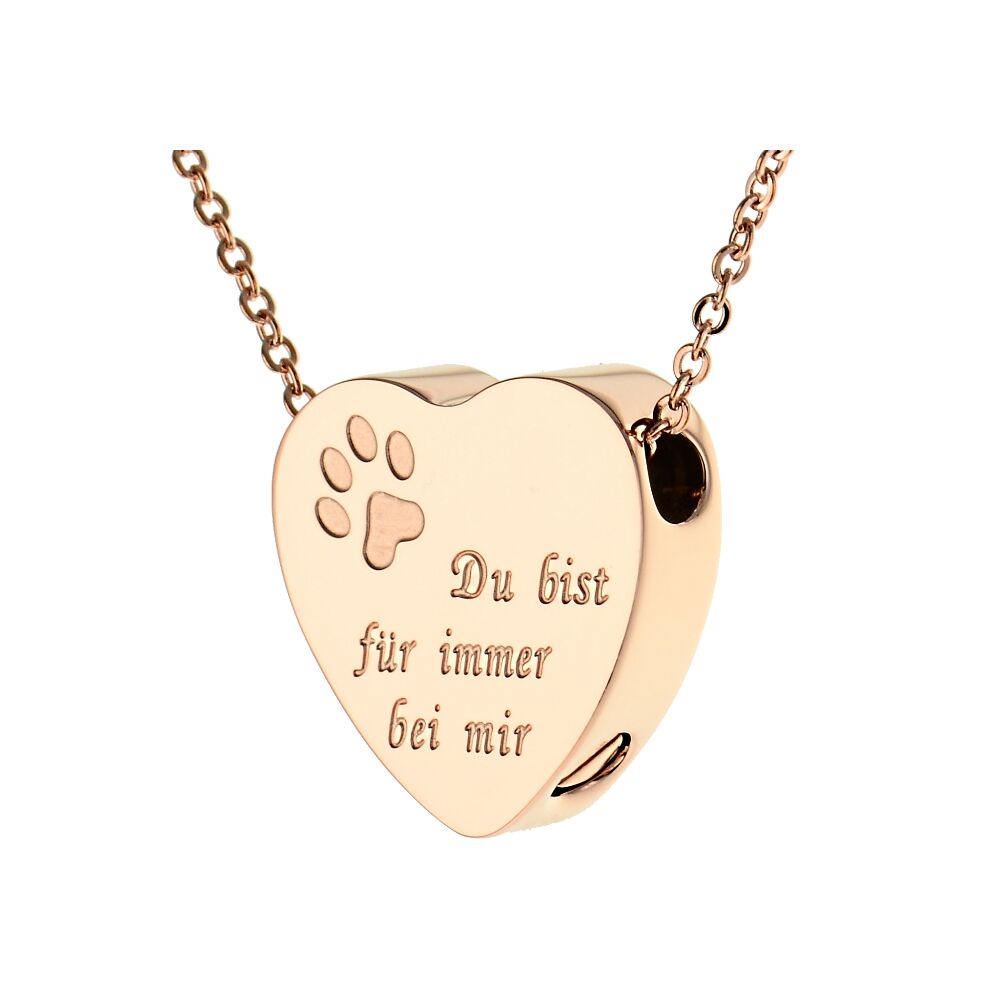 Ascheanhänger Herz mit Pfote und Spruch