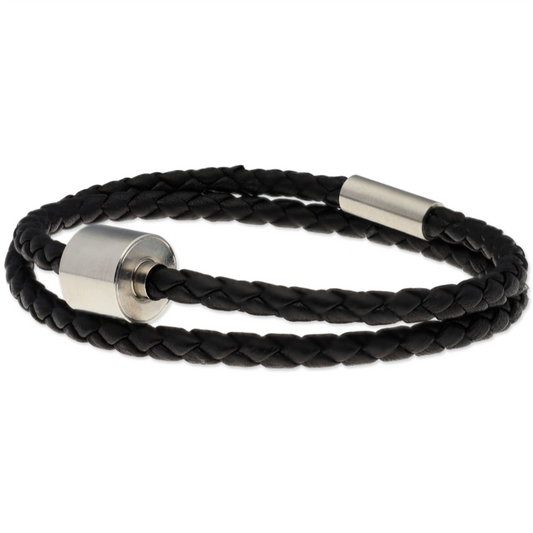 Aschearmband geflochtenes Leder schwarz