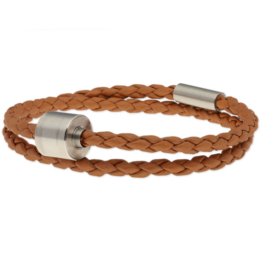 Aschearmband geflochtenes Leder hellbraun