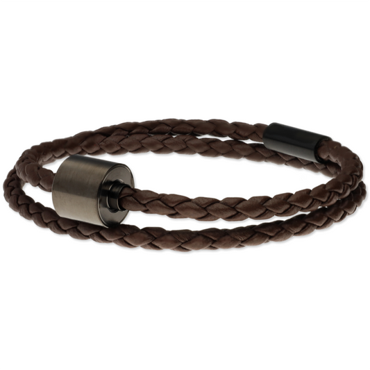 Aschearmband geflochtenes Leder dunkelbraun