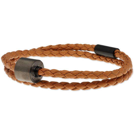 Aschearmband geflochtenes Leder hellbraun
