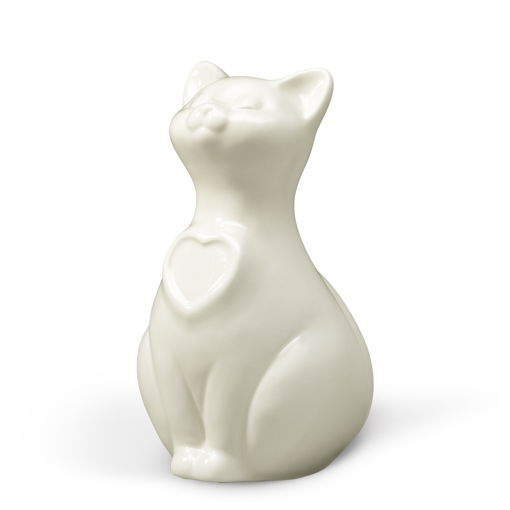 Porzellanurne sitzende Katze mit Herz