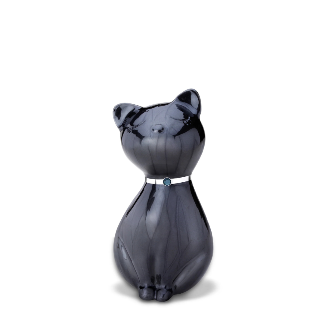 Metallurne Katze mit Kristallhalsband
