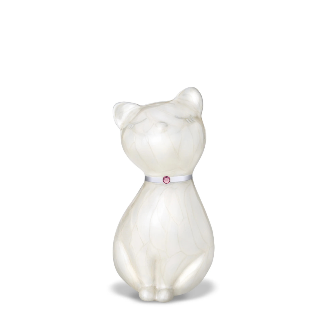 Metallurne Katze mit Kristallhalsband