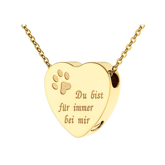 Ascheanhänger Herz mit Pfote und Spruch