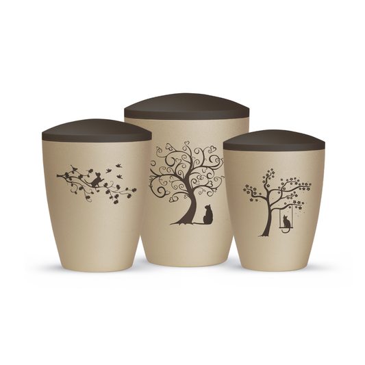 Naturstoffurne Natura Katzenmotive